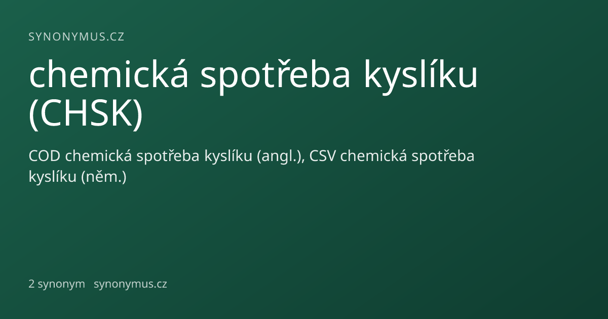 Náhled odkazu: chemická spotřeba kyslíku (CHSK)