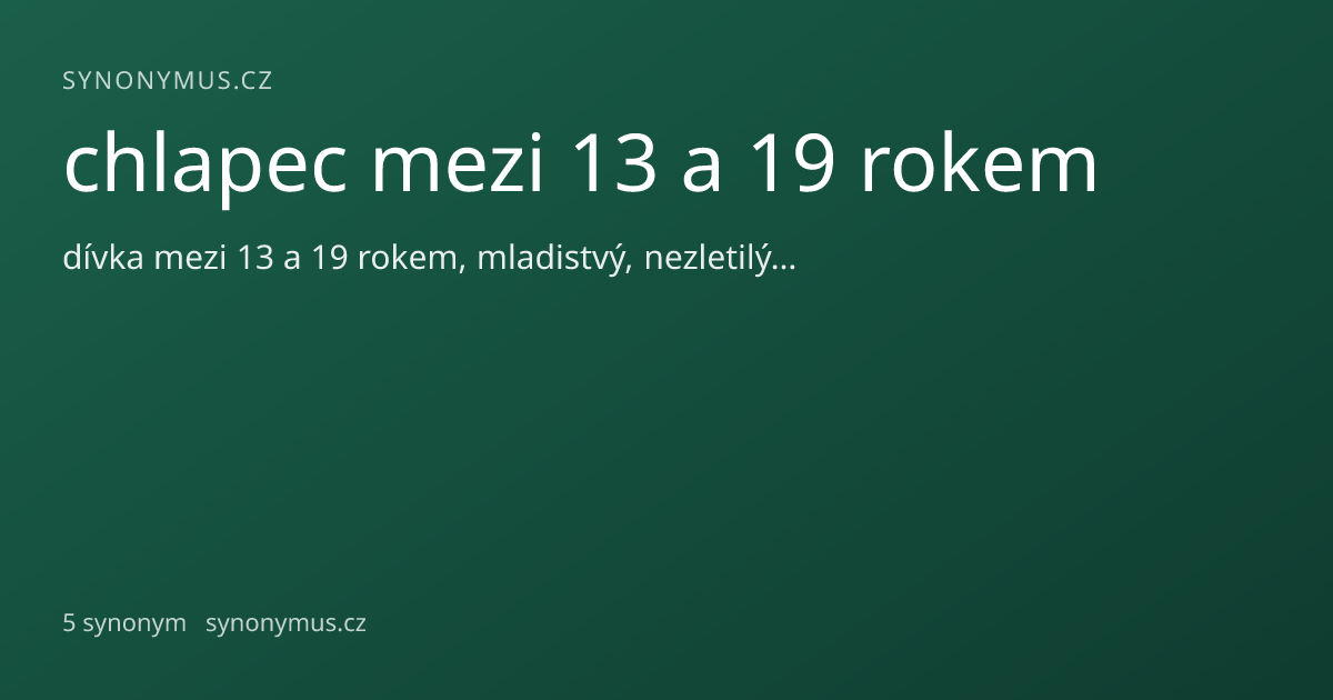 Náhled odkazu: chlapec mezi 13 a 19 rokem