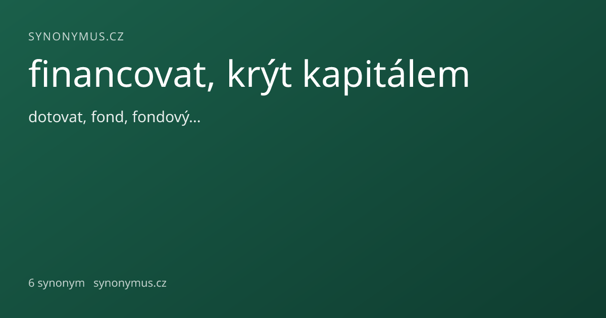 Náhled odkazu: financovat, krýt kapitálem