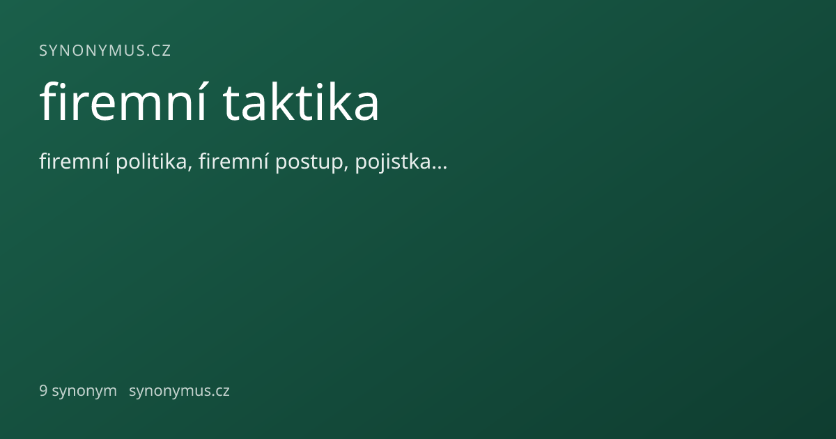 Náhled odkazu: firemní taktika