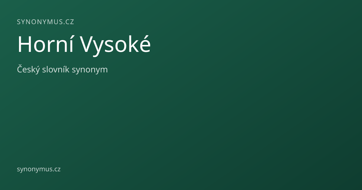 Náhled odkazu: Horní Vysoké