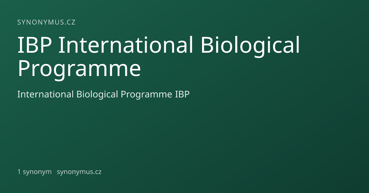 Náhled odkazu: IBP International Biological Programme