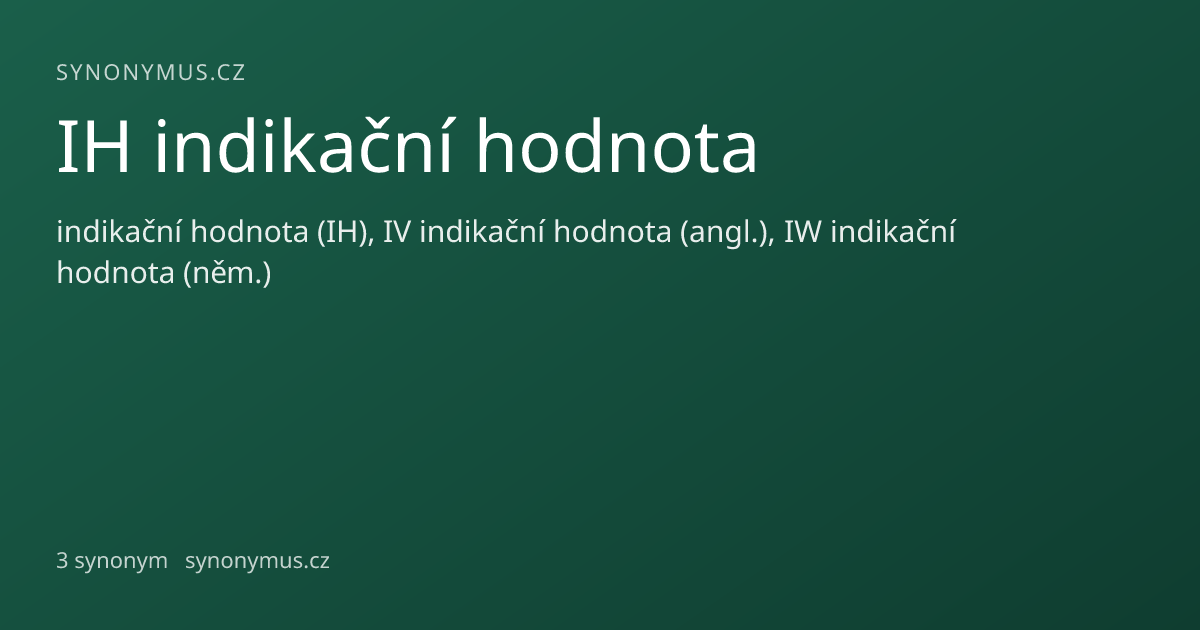 Náhled odkazu: IH indikační hodnota