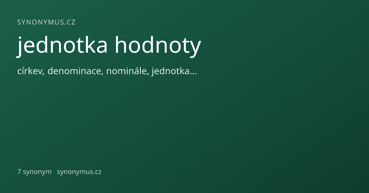 Náhled odkazu: jednotka hodnoty