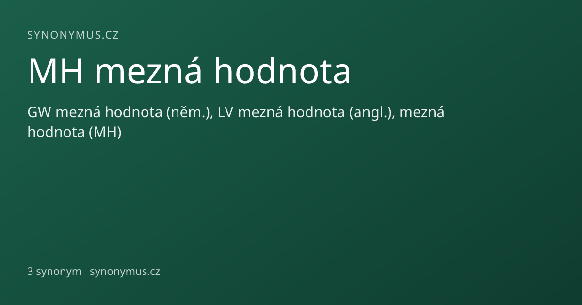 Náhled odkazu: MH mezná hodnota