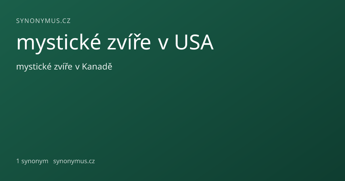 Náhled odkazu: mystické zvíře v USA