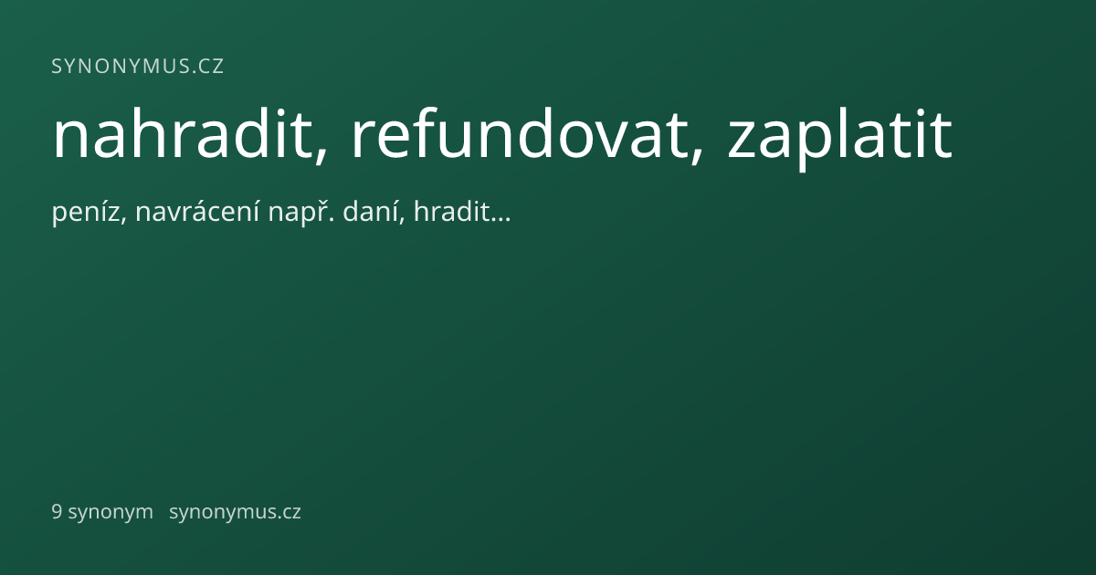 Náhled odkazu: nahradit, refundovat, zaplatit