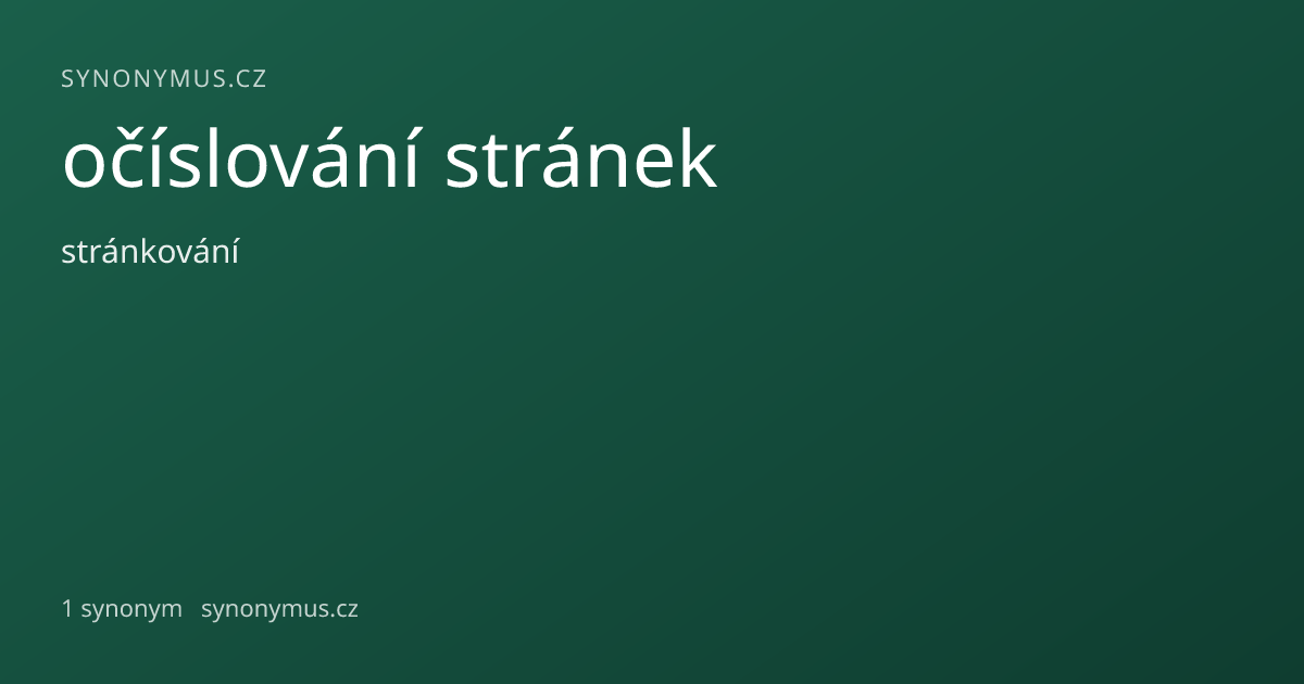 Náhled odkazu: očíslování stránek