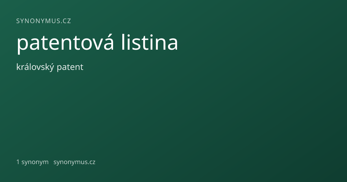 Náhled odkazu: patentová listina