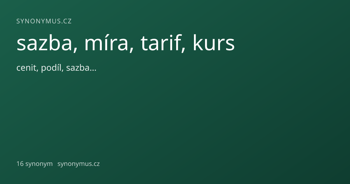 Náhled odkazu: sazba, míra, tarif, kurs