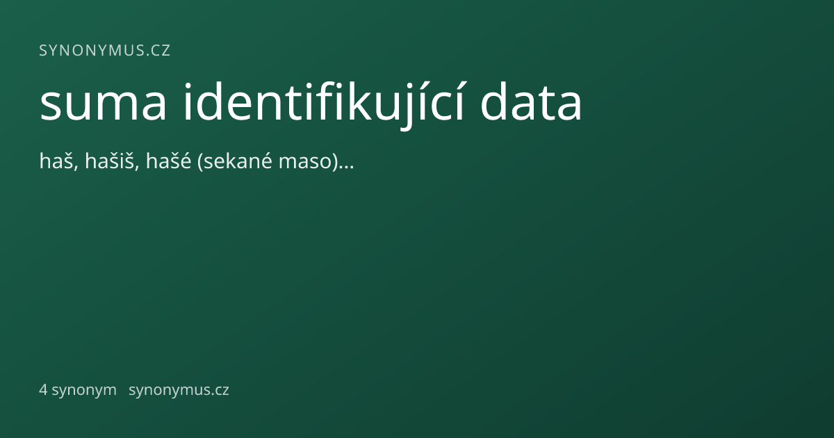 Náhled odkazu: suma identifikující data