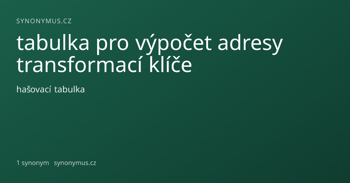 Náhled odkazu: tabulka pro výpočet adresy transformací klíče