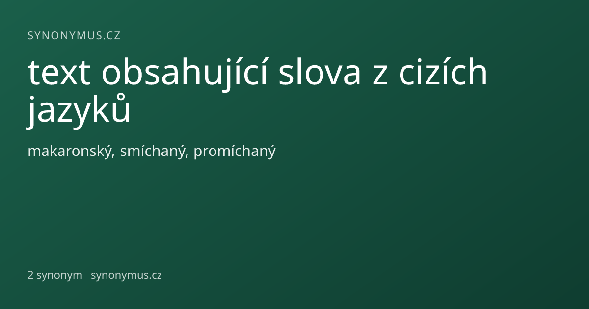 Náhled odkazu: text obsahující slova z cizích jazyků