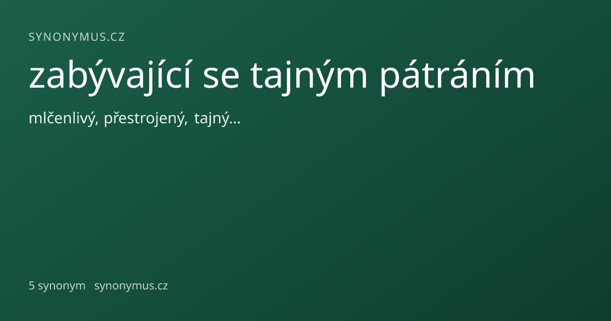 Náhled odkazu: zabývající se tajným pátráním
